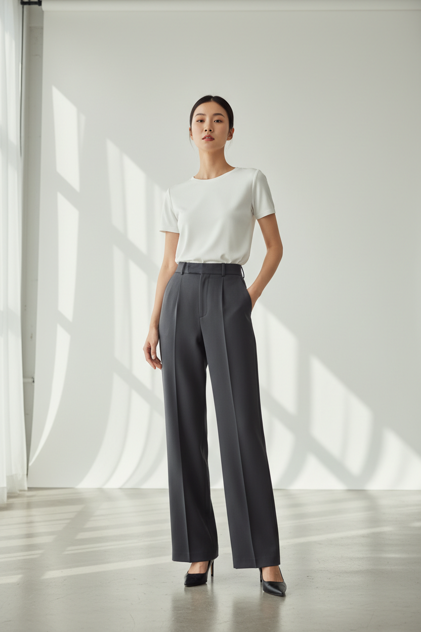 Studio Tailored Wide-Leg Trousers - model shot