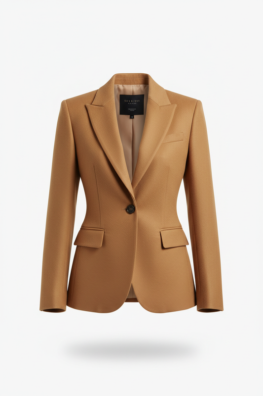 Forme Structured Wool Blazer in camel tan